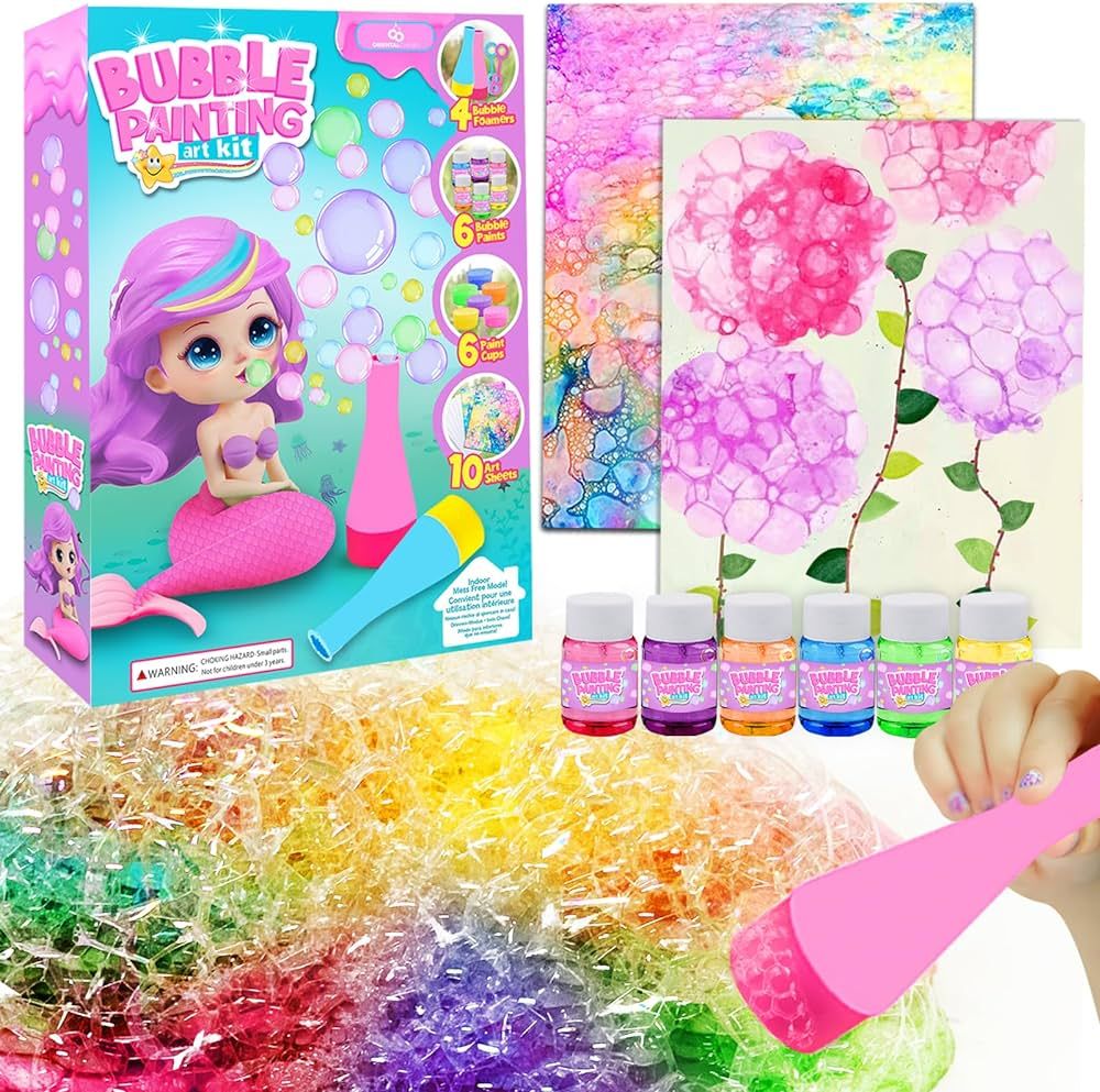 Crafts for Girls Ages 8-12 - Bubble Painting Kit - DIY Art and Painting Supplies, Birthday Easter... | Amazon (US)