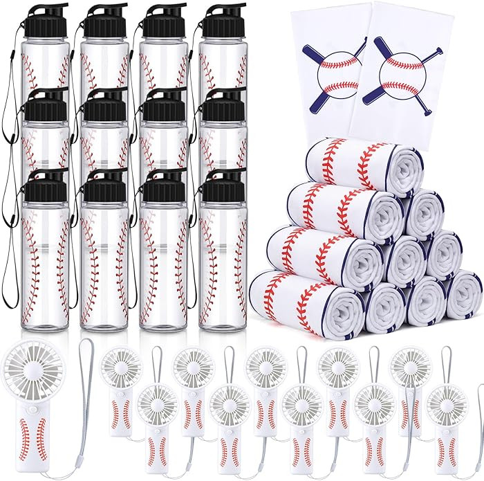 Mifoci 36 Pieces Baseball Water Bottle Cooling Towel Handheld Fan Set Sports Party Favors Include... | Amazon (US)