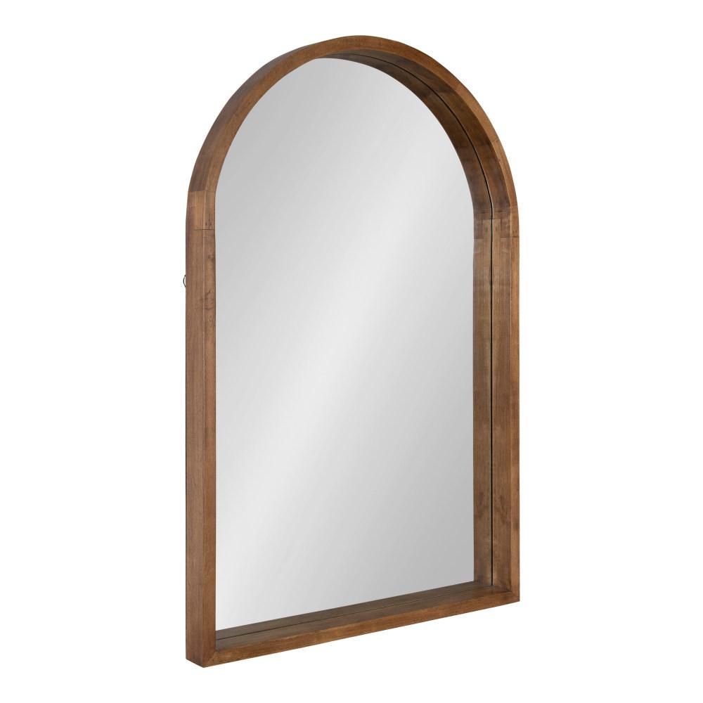 Hutton 36 in. x 24 in. Modern Arch Rustic Brown Wall Mirror | The Home Depot