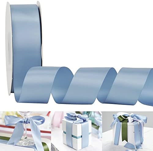 Amazon.com: HUIHUANG Dusty Blue Ribbon 1-1/2 inch Double Face Satin Ribbon Silk Ribbon 50 Yards R... | Amazon (US)