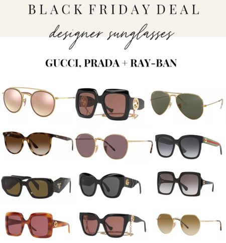 Designer sunglasses on sale for Black Friday! Gucci sunglasses, Prada sunglasses and Ray-Ban sunglasses on sale! Great holiday gift ideas! 

#designersunglasses 

#LTKGiftGuide #LTKHoliday #LTKCyberweek