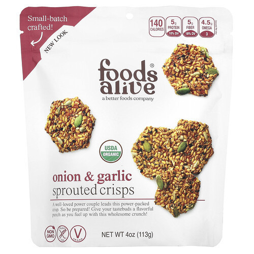 Foods Alive, Sprouted Crisps, Onion & Garlic, 4 oz (113 g) | iHerb