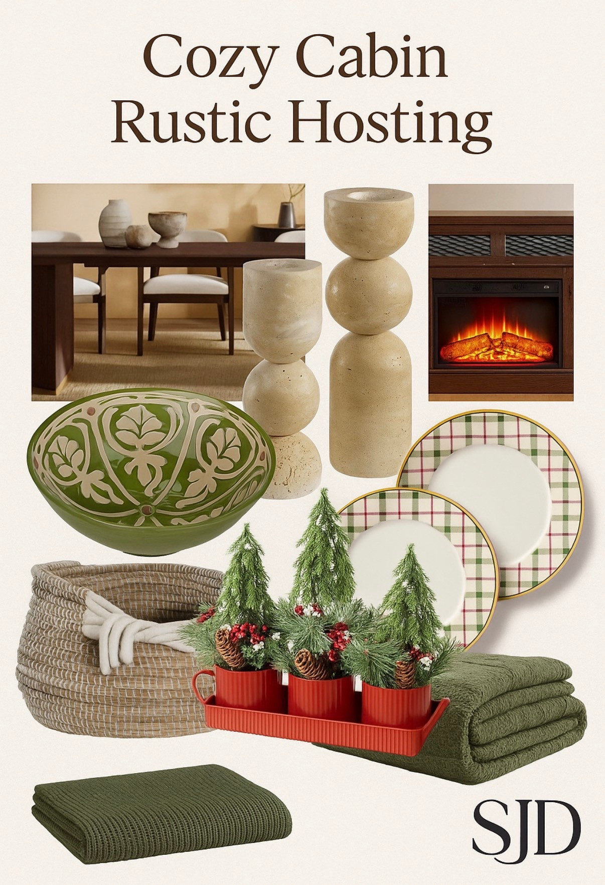 Rustic hosting doesn’t have to feel heavy. By layering warm woods, stone details, sage textiles, and soft holiday accents, you get a space that feels cozy, intentional, and elevated all season long.

#LTKGiftGuide #LTKHoliday #LTKHome
