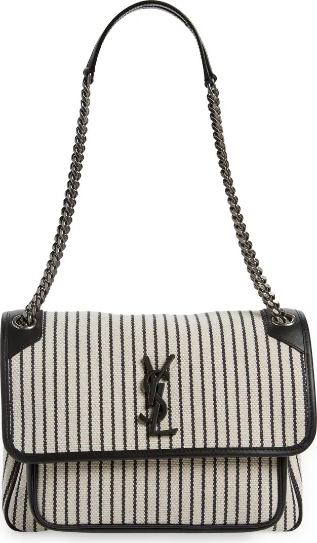 Saint Laurent Medium Niki Stripe Canvas Shoulder Bag | Nordstrom | Nordstrom