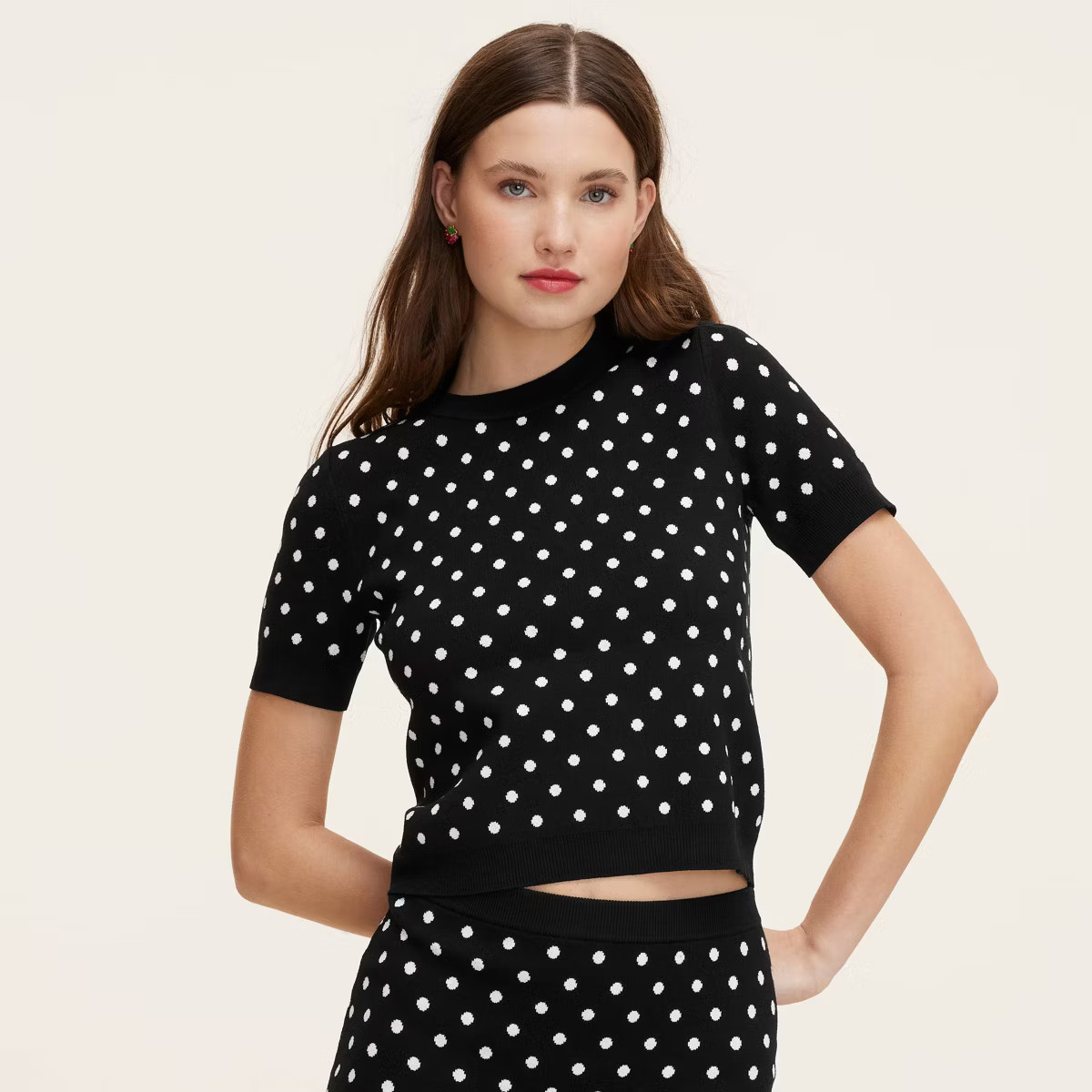 Women's Mini Polka Dot Short Sleeve Crewneck Pullover Sweater - kate spade new york x Target Blac... | Target