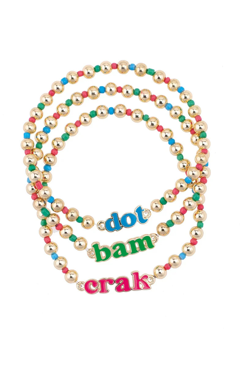 PREORDER 12/5: Dot Crak Bam Rainbow Ball Bead Stretch Bracelet Set of 3 | CANVAS