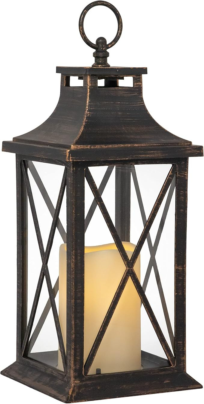 Amazon.com: YAKii 14" Decorative Candle Lantern LED Flameless Candle Timer, Plastic LED Candle & ... | Amazon (US)