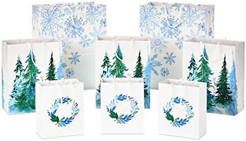 Hallmark Recyclable Holiday Gift Bags (8 Bags: 3 Small 6", 3 Medium 9", 2 Large 13") Sustainable ... | Amazon (US)