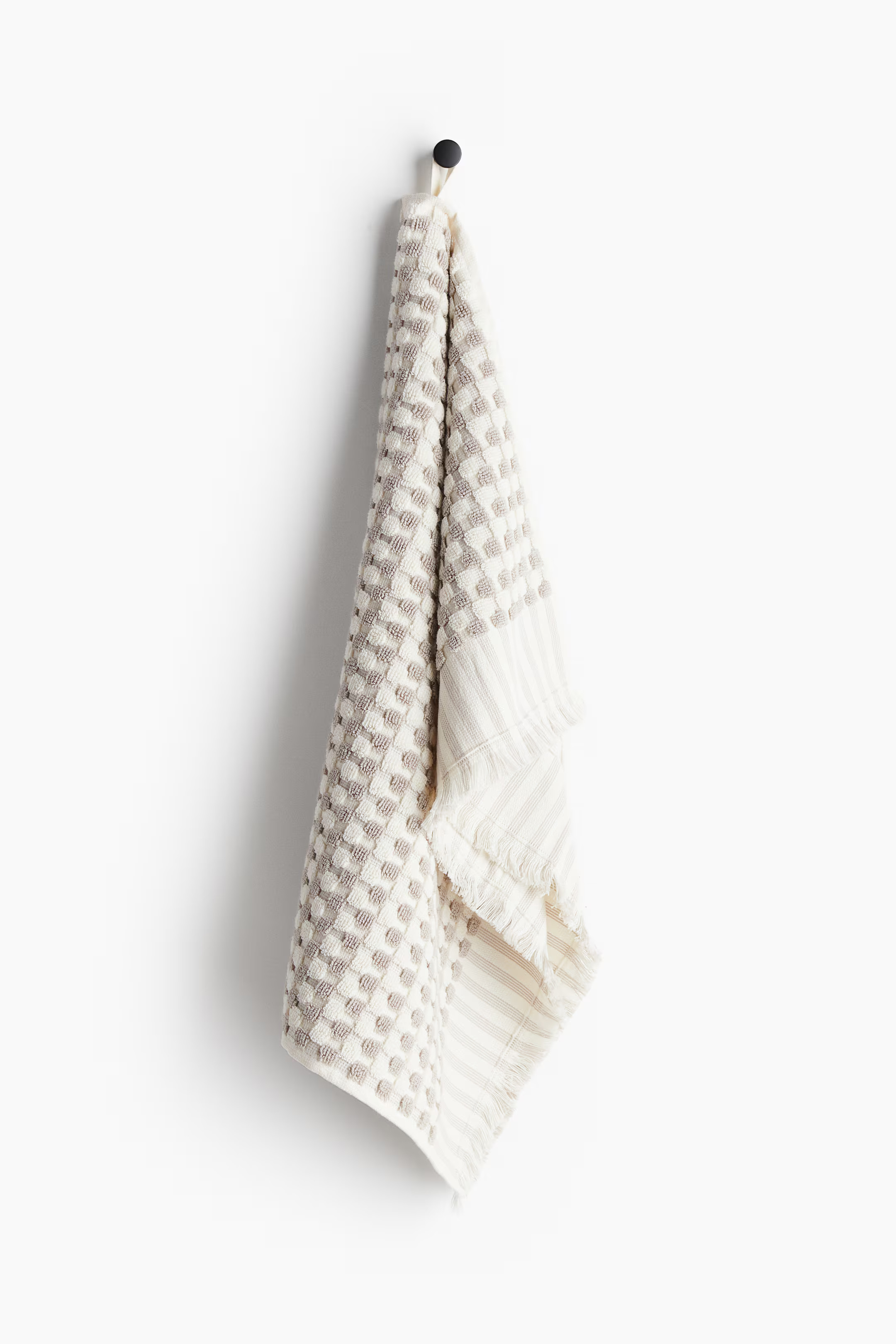 Patterned Cotton Terry Hand Towel - Beige/checked - Home All | H&M US | H&M (US + CA)