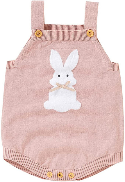 Click for more info about MoZiKQin Baby Girl Boy Easter Bunny Romper Sleeveless Knitted Bodysuit Jumpsuit My 1st Easter Out...