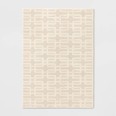 5'x7' High Low Geo Area Rug Ivory - Threshold™ | Target