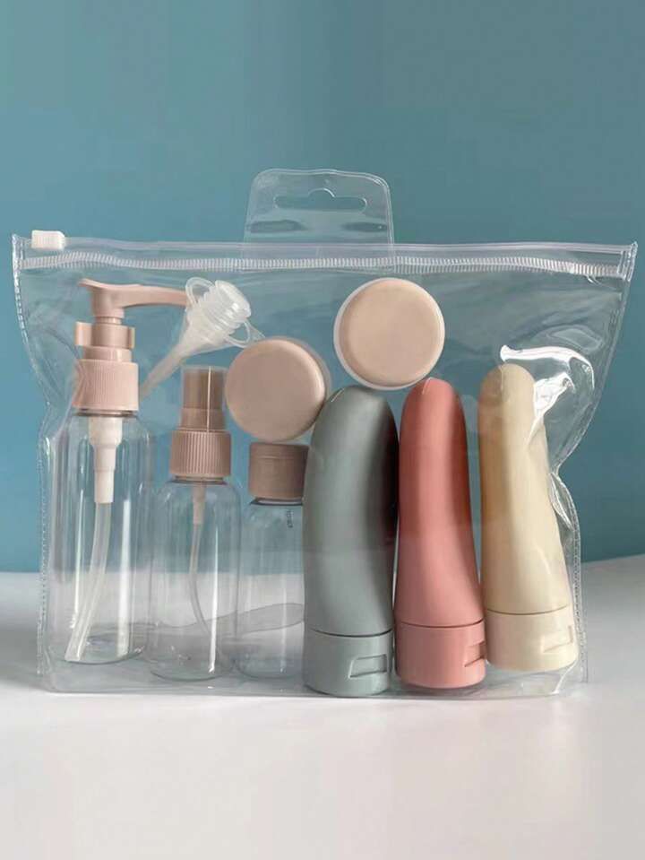 11pcs Travel Cosmetic Lotion Refillable Bottle Set Cosmetic Empty Liquid Container | SHEIN