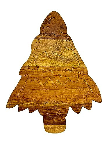 WOODLERY Christmas Tree Shaped Wood Cutting Board for Kitchen, Snow Tree Wooden Cutting Boards with Handle, Cheese Cutting Board, Charcuterie Serving Platter 13.75"L x 10.5"W | Amazon (US)