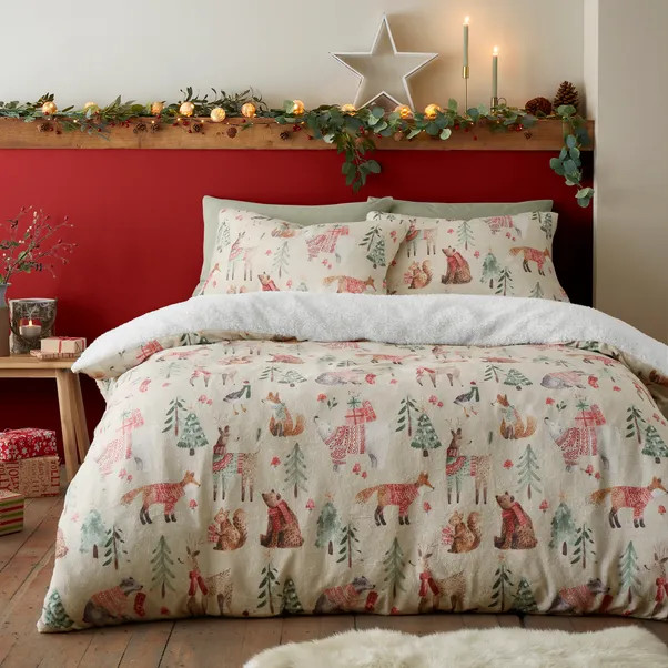 Christmas Wood Animals Duvet Cover & Pillowcase Set | Dunelm