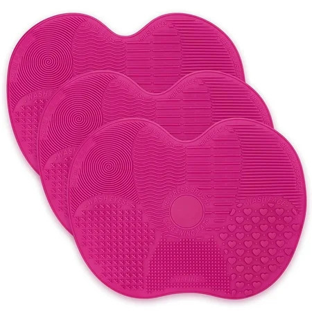 3 Pack Silicon Makeup Brush Cleaning Mat, Make Up Brush Cleaner Pad, Portable Washing Tool Scrubber with Suction Cup | Walmart (US)