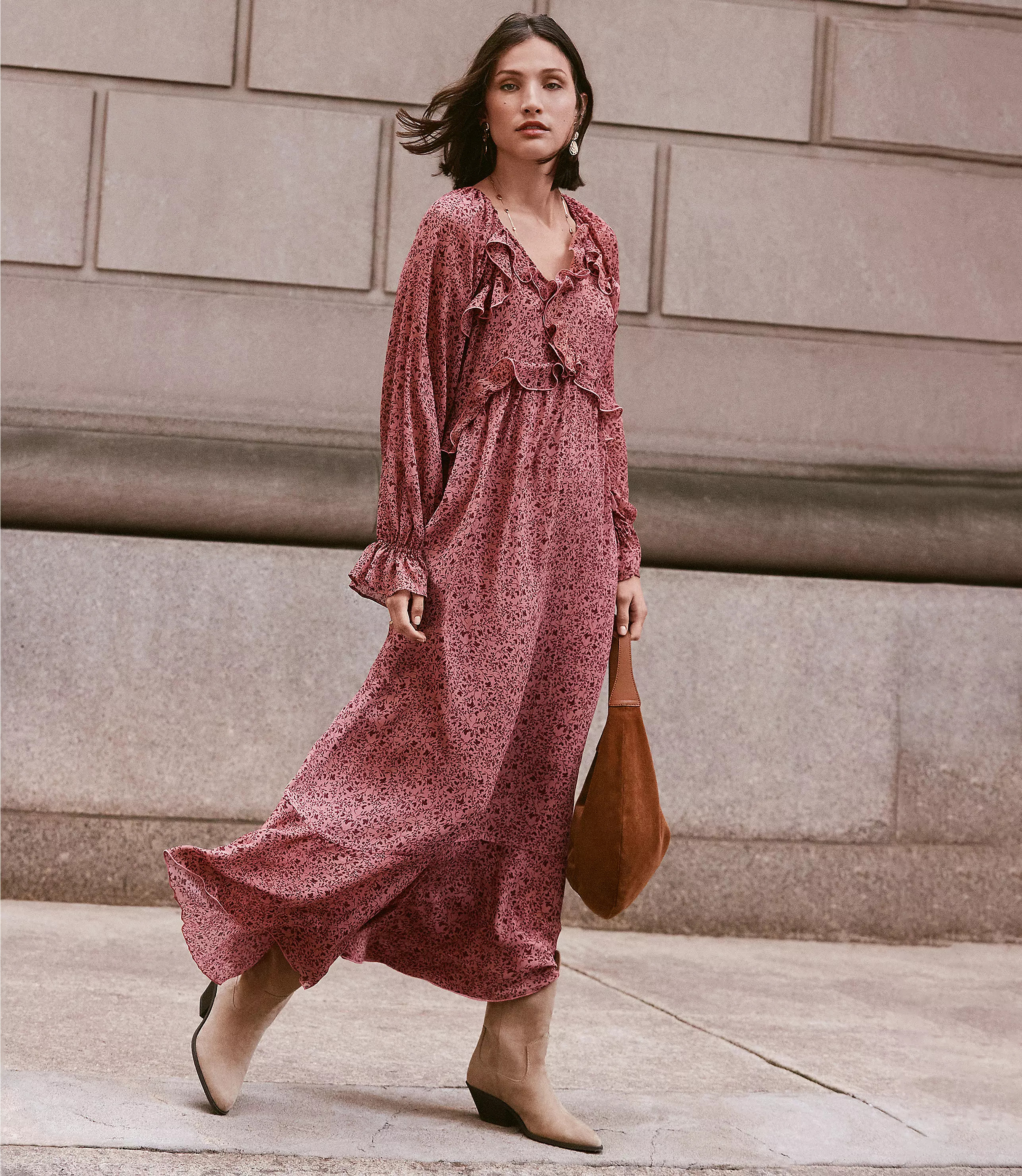 Tall Floral Ruffle Maxi Dress | LOFT