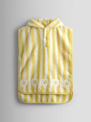 JoJo Maman Bébé Yellow Stripe Daisy Hooded Poncho Towel | Next US