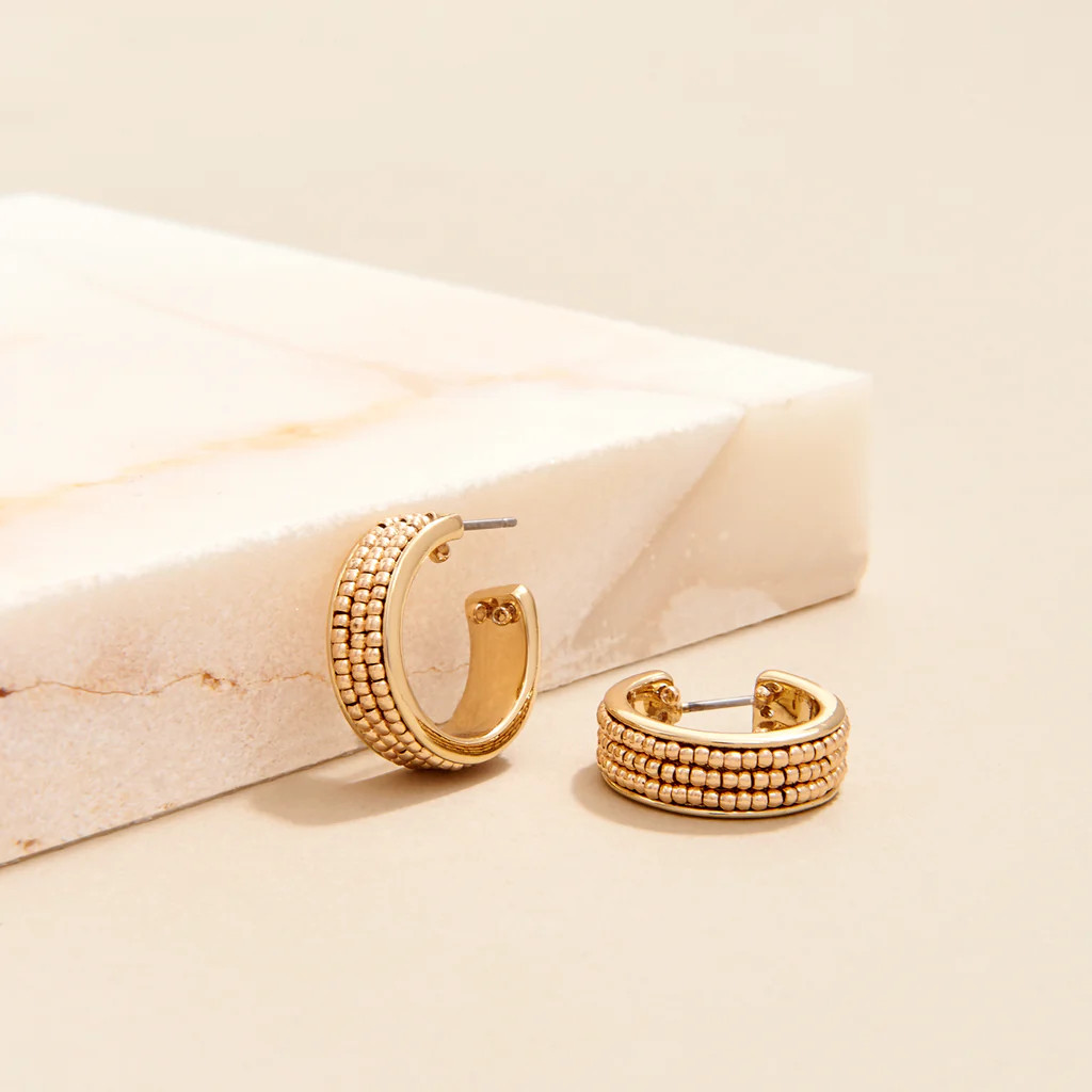 Wynnie Beaded Hoop Earrings Gold | Mignonne Gavigan