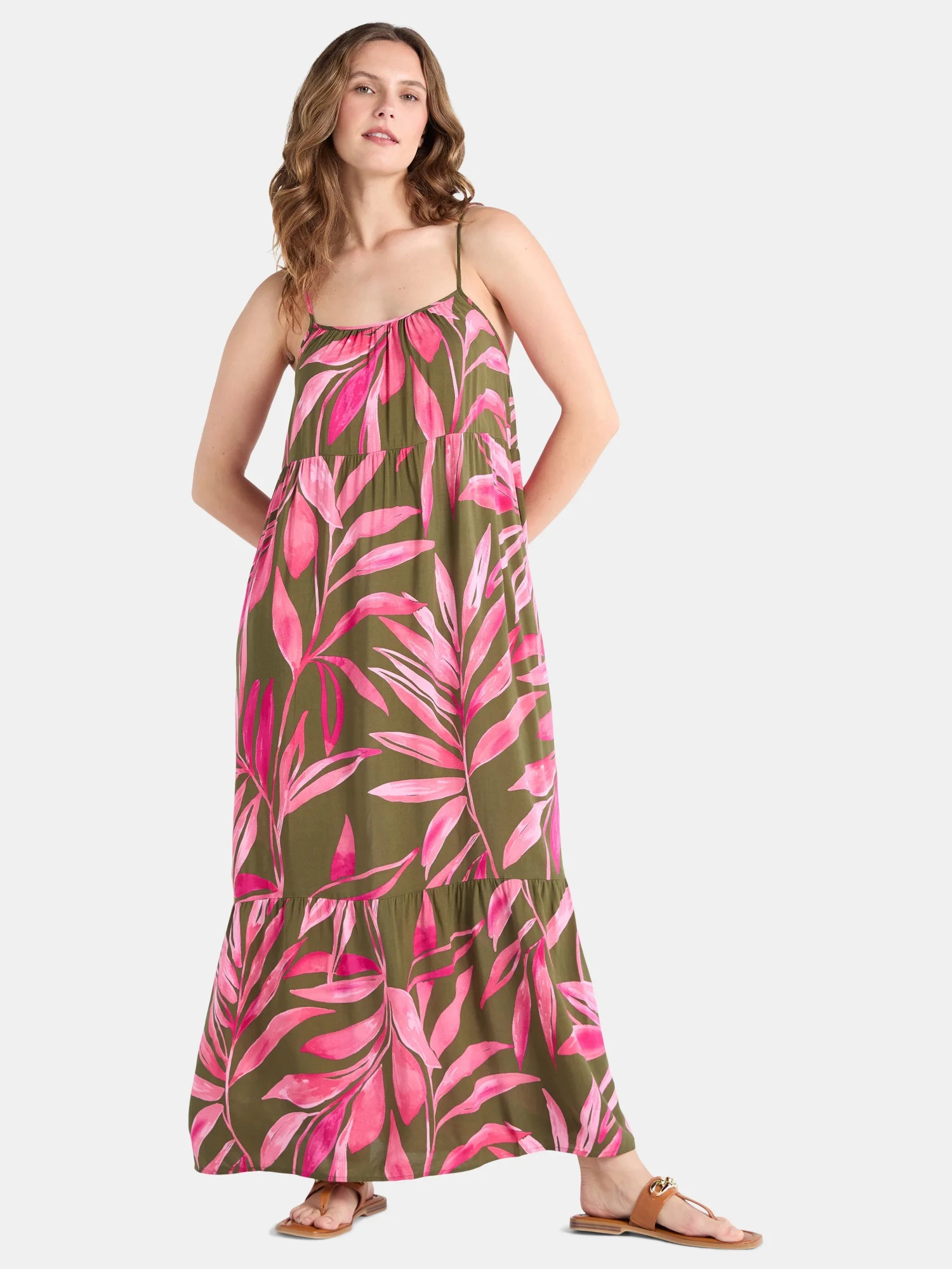 Time and Tru Women's Tiered Maxi Dress, Sizes XS-XXXL | Walmart (US)