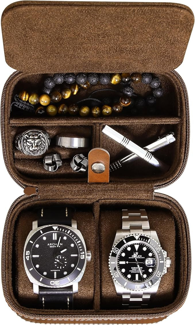 ROTHWELL 2 Watch Travel Case Storage Organizer for 2 Watches | Tough Portable Protection w/Zipper... | Amazon (US)