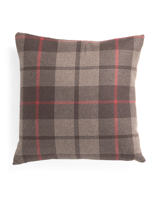 Made In Usa 20x20 Wool Blend Plaid Montana Feather Filled Pillow | TJ Maxx