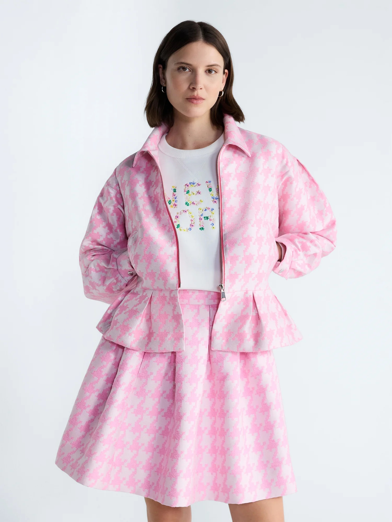 Free Assembly Women's and Women's Plus Houndstooth Peplum Jacket, Sizes XS-4X | Walmart (US)