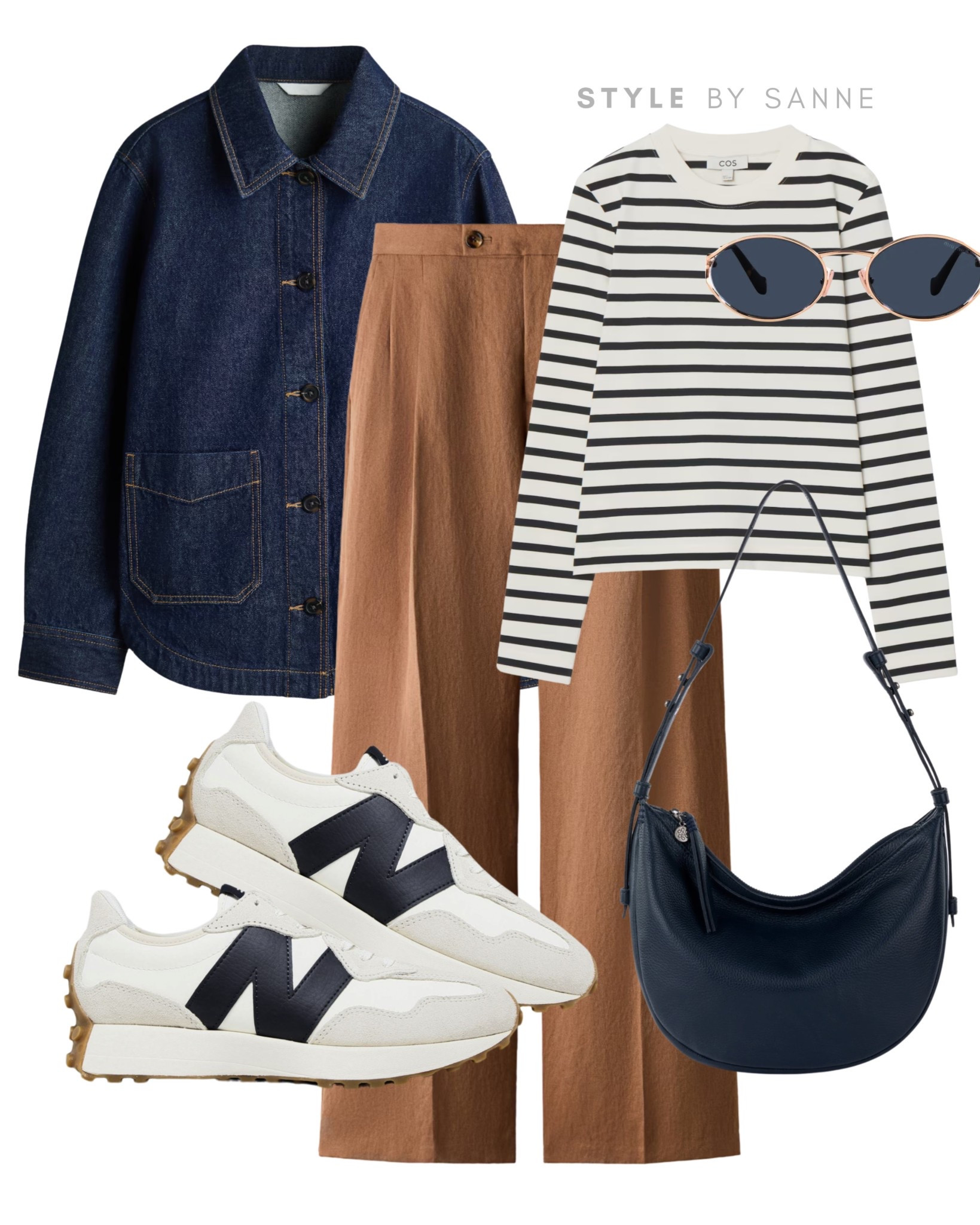 A classic denim jacket paired with warm brown trousers creates a relaxed yet refined base. Styled with a striped top, neutral sneakers and a soft shoulder bag for an effortless, everyday look with a timeless feel.🤍

#LTKspring #LTKworkwear #LTKstyletip