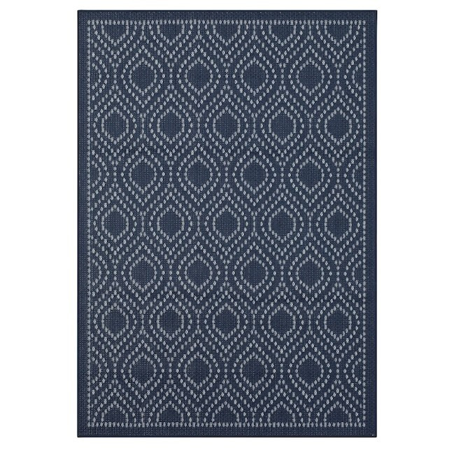 allen + roth 5 x 7 Navy Indoor/Outdoor Medallion Bohemian/Eclectic Area Rug Lowes.com | Lowe's