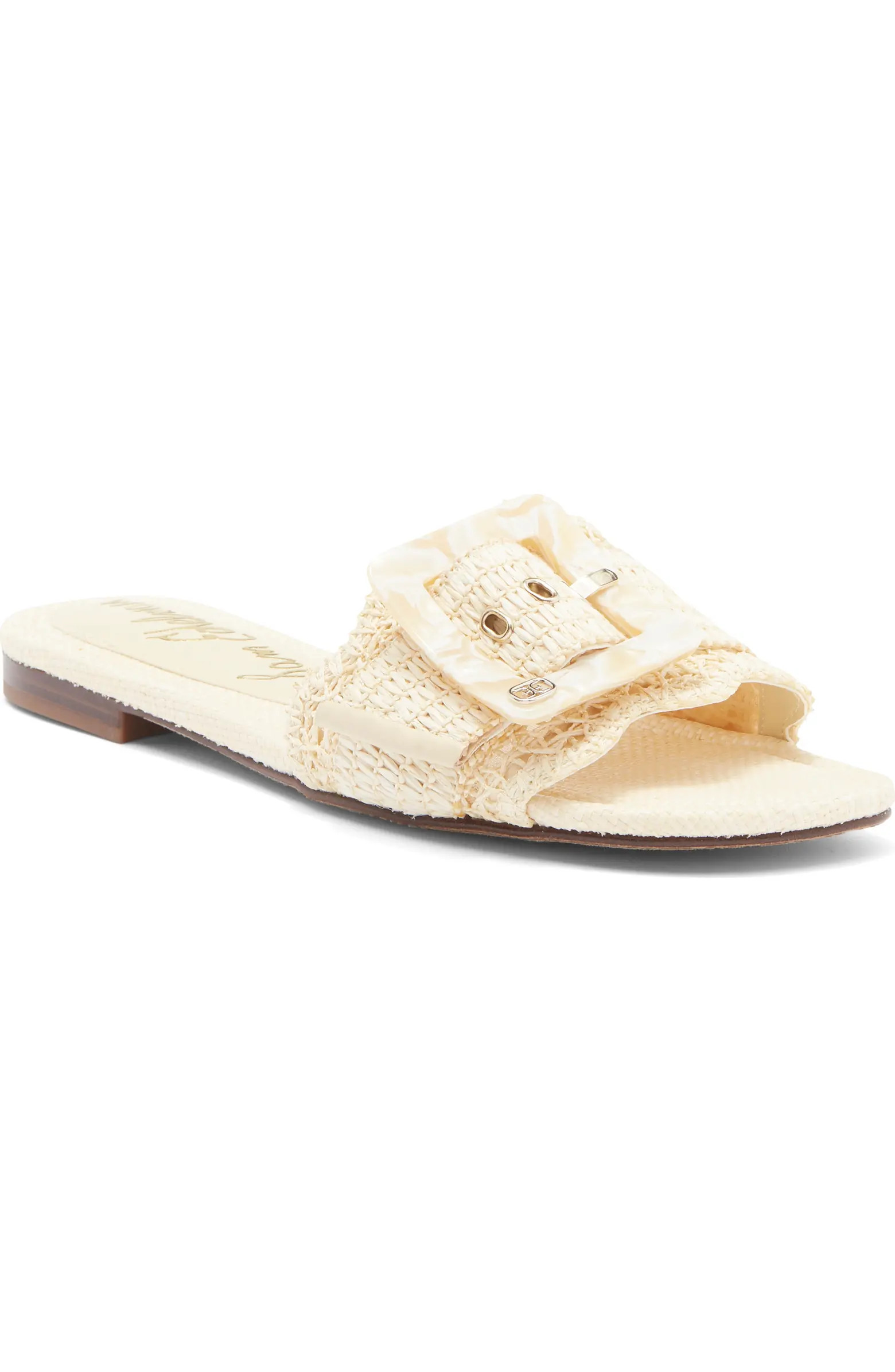 Bambi Raffia Buckle Slide Sandal (Women) | Nordstrom