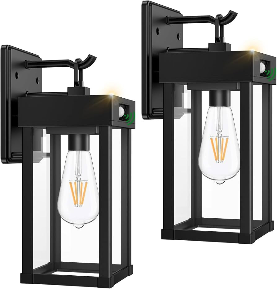 2 Pack Outdoor Solar Wall Light Fixtures With Dusk To Dawn Sensor,Large Size Black Outdoor Wall L... | Amazon (US)