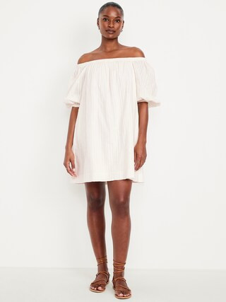Textured-Dobby Mini Swing Dress | Old Navy (US)