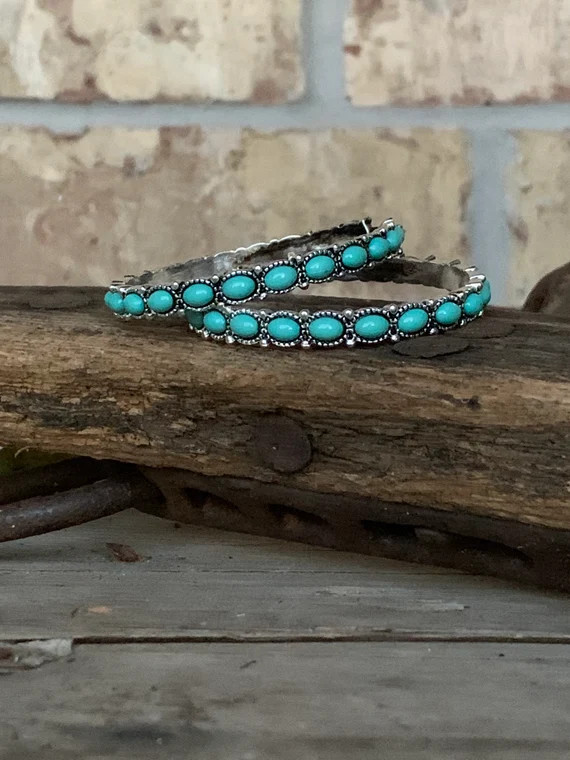 Turquoise Hoops | Etsy (US)