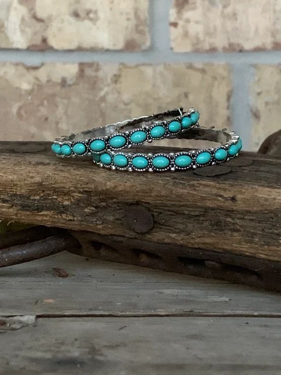 Turquoise Hoops | Etsy (US)