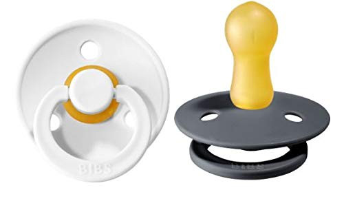 BIBS Baby Pacifier | BPA-Free Natural Rubber | Made in Denmark | Iron/White 2-Pack (0-16 Months) | Amazon (US)
