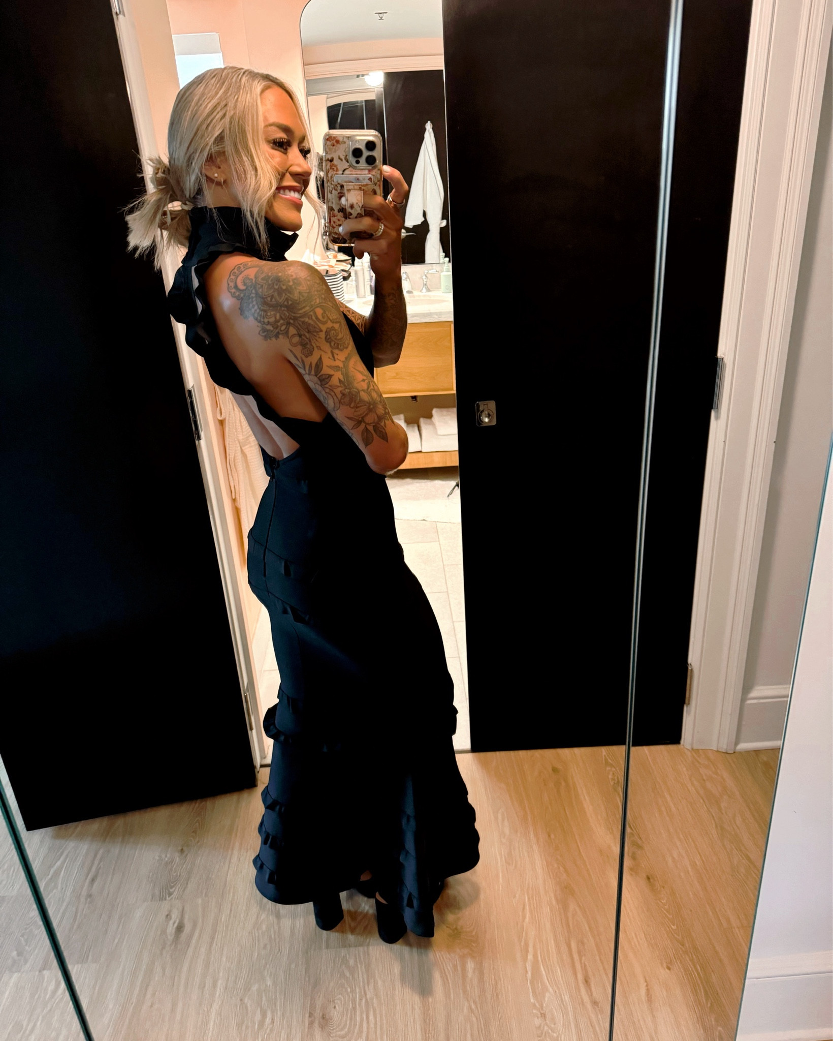 The most perfect black dress 🖤 in the small — fit like a glove! The details are everything! So comfy. Also wearing it to a black tie wedding next month! 

Shoes are last year from target but I linked similar ones 😍

Formal dress / black tie / wedding guest / long dress / revolve / Holley Gabrielle / 

#LTKParties #LTKWedding #LTKStyleTip