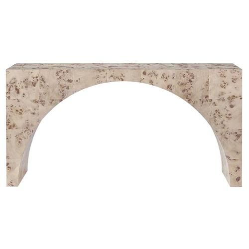 Tyler Modern Classic Beige Burl Wood Rectangular Console Table | Kathy Kuo Home
