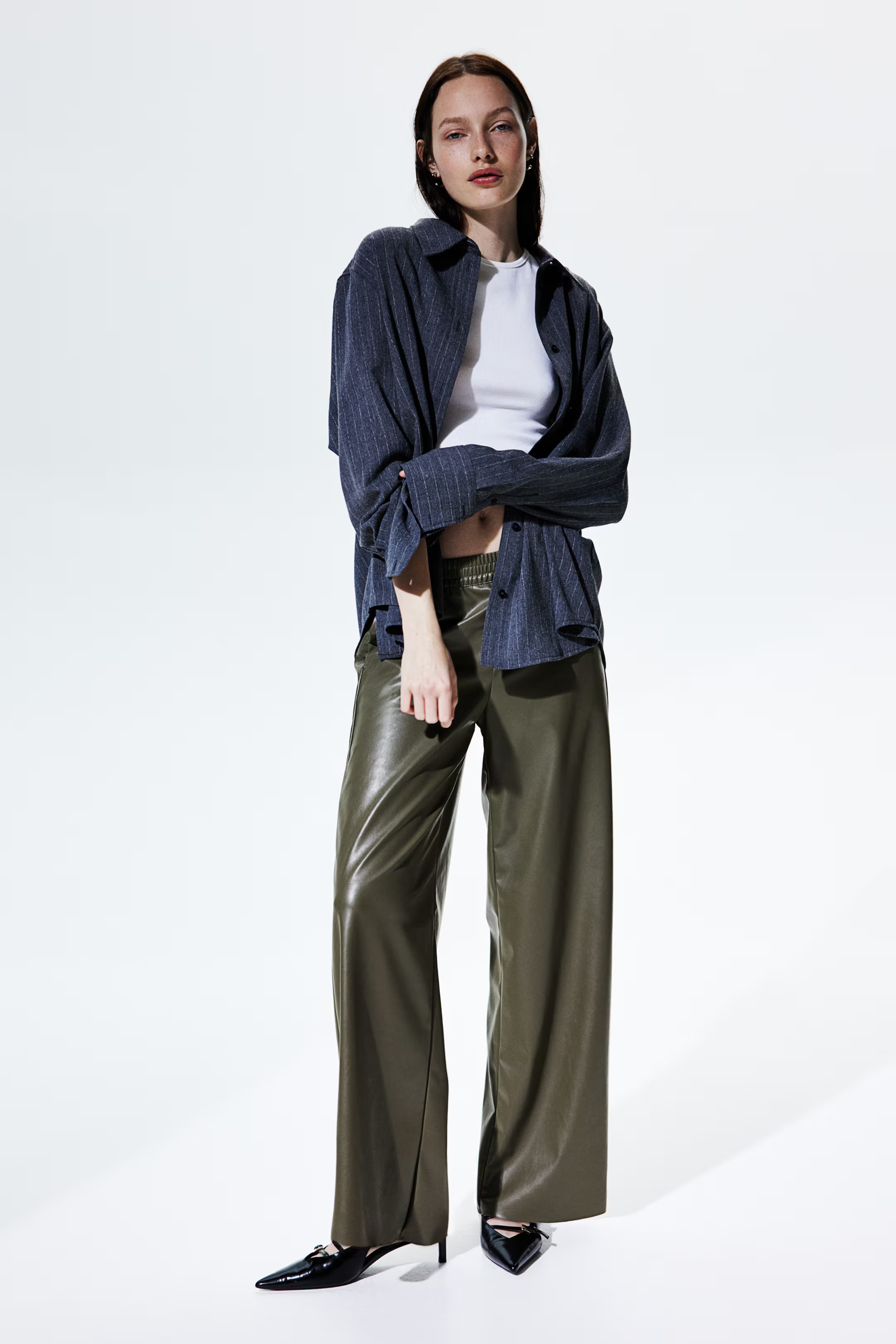 Wide coated joggers | H&M (UK, MY, IN, SG, PH, TW, HK)