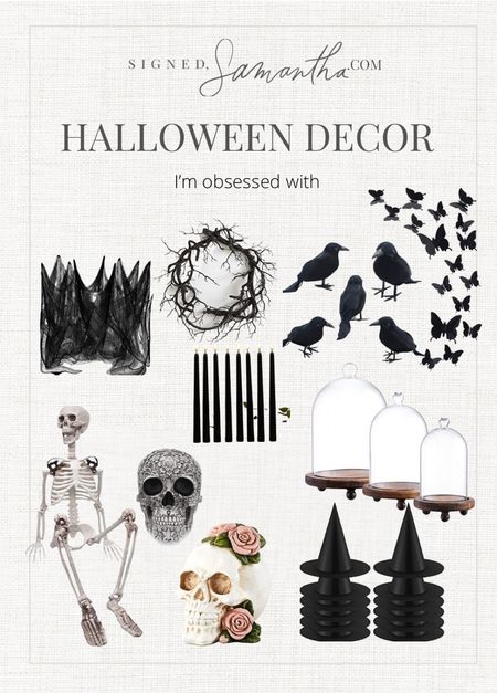 Halloween decor. Skeletons. Crows. Bats. Butterflies. Witches hats. Hanging witches hats. Black flameless candles. Skulls. Halloween 2022

#LTKstyletip #LTKHalloween #LTKhome