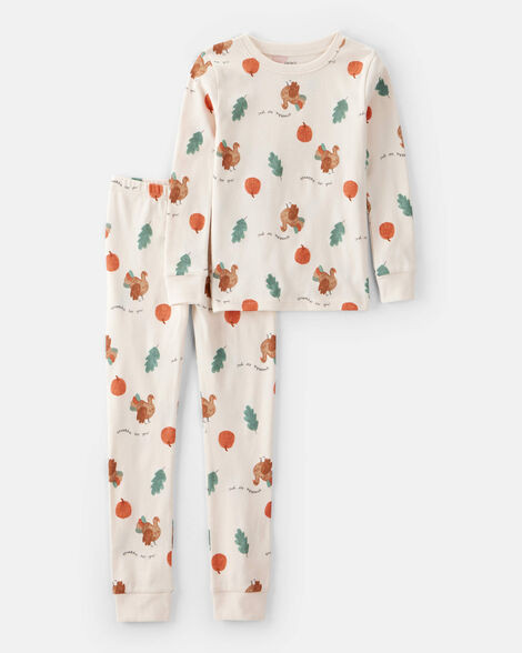 Kid Thanksgiving Print 100% Cotton Long-Sleeve 2-Piece Pajamas - Cream | Carter's Inc