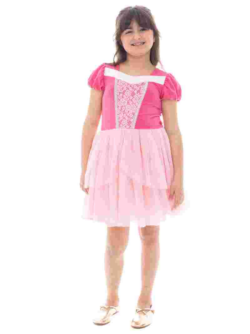Disney Princess Girls Sleeping Beauty Aurora Cosplay Dress with Puff Sleeves, Sizes 4-12 | Walmart (US)