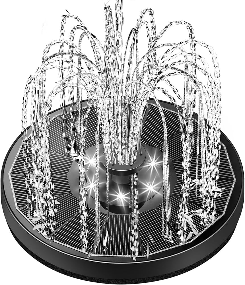 Yzert Solar Fountain Pump for Bird Bath with Lights Glass Panel, 3.5W Solar Water Fountain with 2... | Amazon (US)