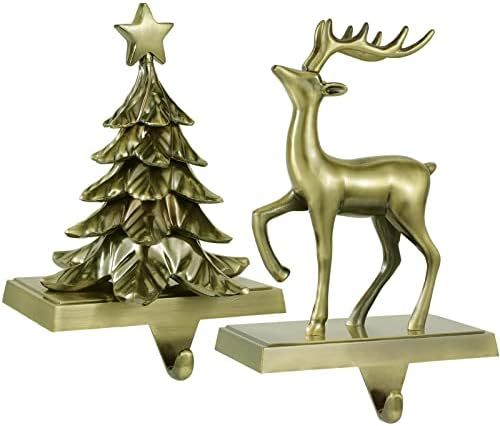 Desami Christmas Stocking Holder Set of 2 - Christmas Reindeer Stocking Hanger for Mantel and Tre... | Amazon (US)