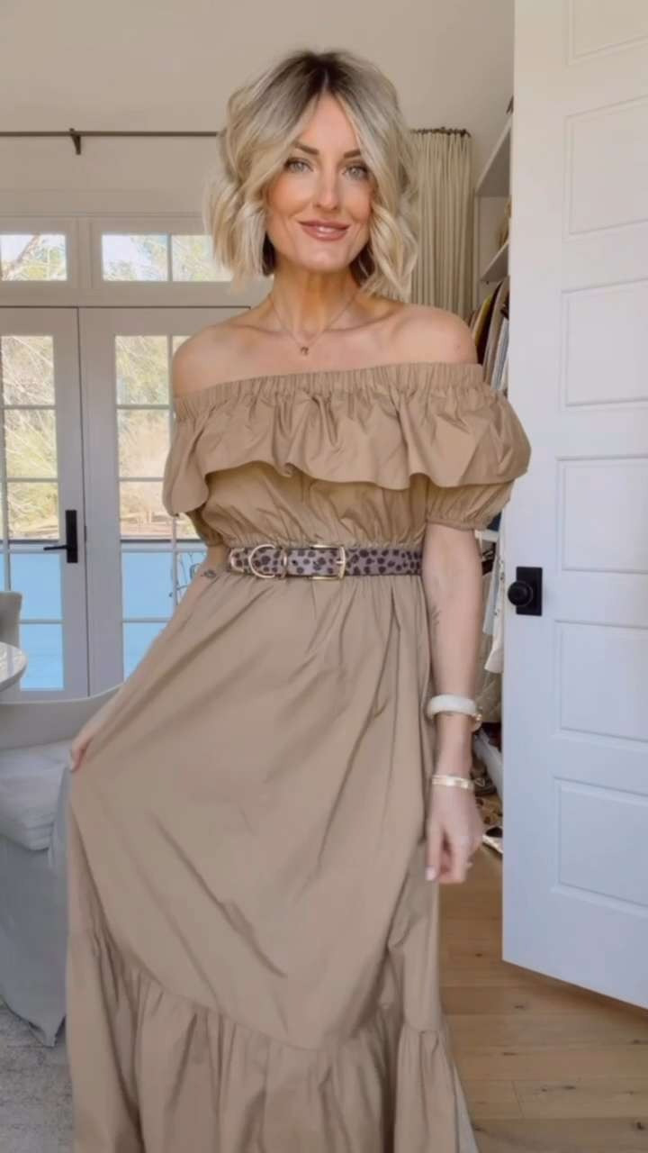 This dress is on sale for 50% off + free shipping! Love the off-the-shoulder with the ruffle detail! I styled this with a cheetah print belt, but you also could it wear it without! This would be a great option for family photos! Wearing XS! 

Loverly Grey, Loft, family photos dress, neutral off the shoulder maxi dress, spring dress, spring fashion, spring outfit ideas  

 #LTKootd #LTKSeasonal