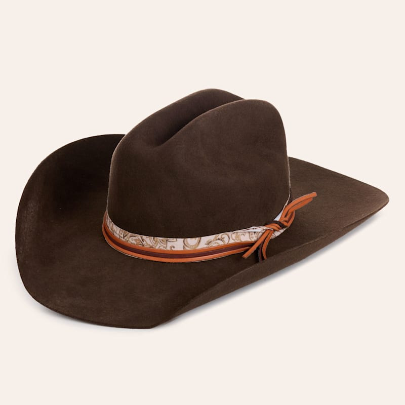 Rockin' C Women's Chocolate Standard Crown Paisley Hatband Felt Cowboy Hat | Cavender's