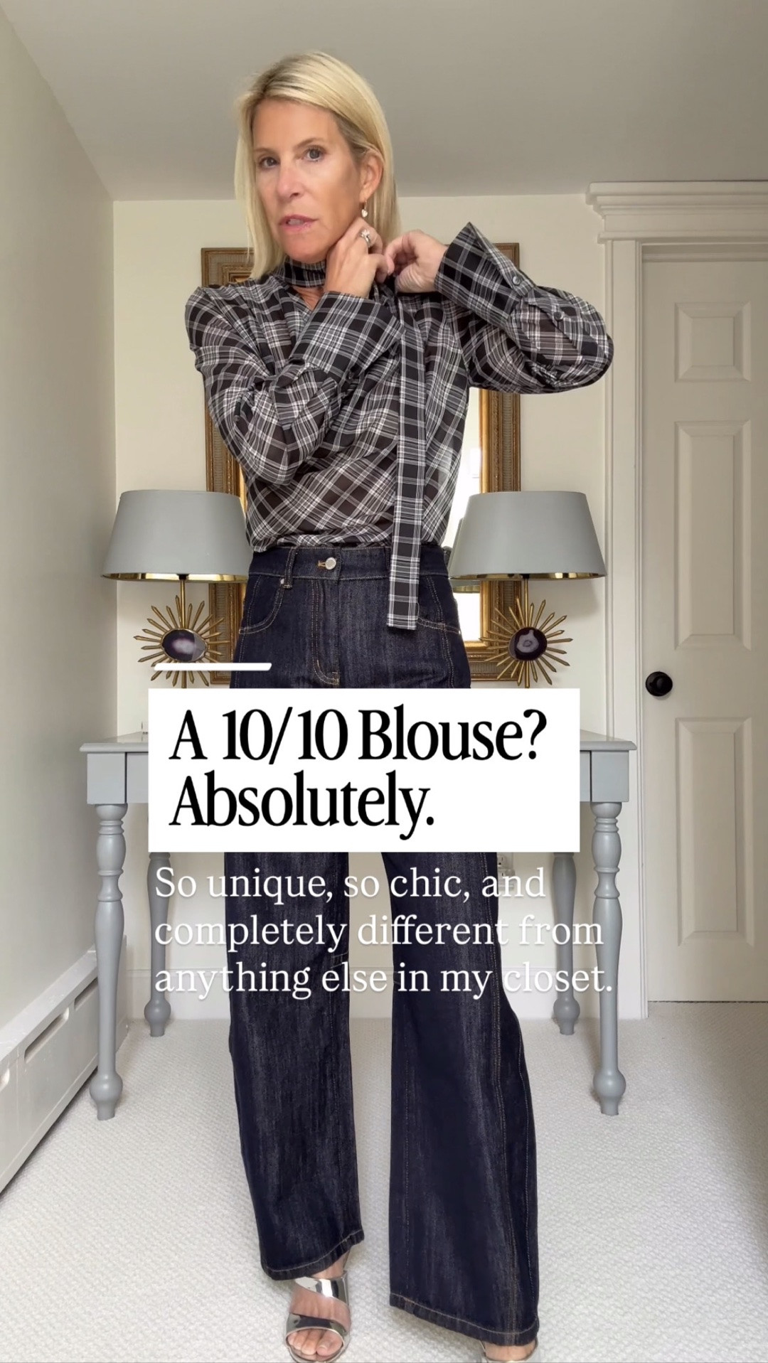 This blouse is a 10/10! I would love to meet the designer because the unique funnel neck and unexpected detail are SO chic. It would be gorgeous with black jeans, black pants, or a black skirt, and I’m loving it with my barrel jeans too.

👩‍💻 LTK PRO TIPS
❤️ Heart = Support my posts ;-)
🔖 Save = Get sale & restock alerts for the things you love!
📋 Lists = Keep favorites organized (List ideas: Christmas, Birthdays, and Vacations!)
📲 Share = Send lists and products to a friend (or your daughters like me).
💬 Comment = Ask me anything, and I’ll answer. ;-)

#LTKootd #LTKOver40 #LTKSeasonal