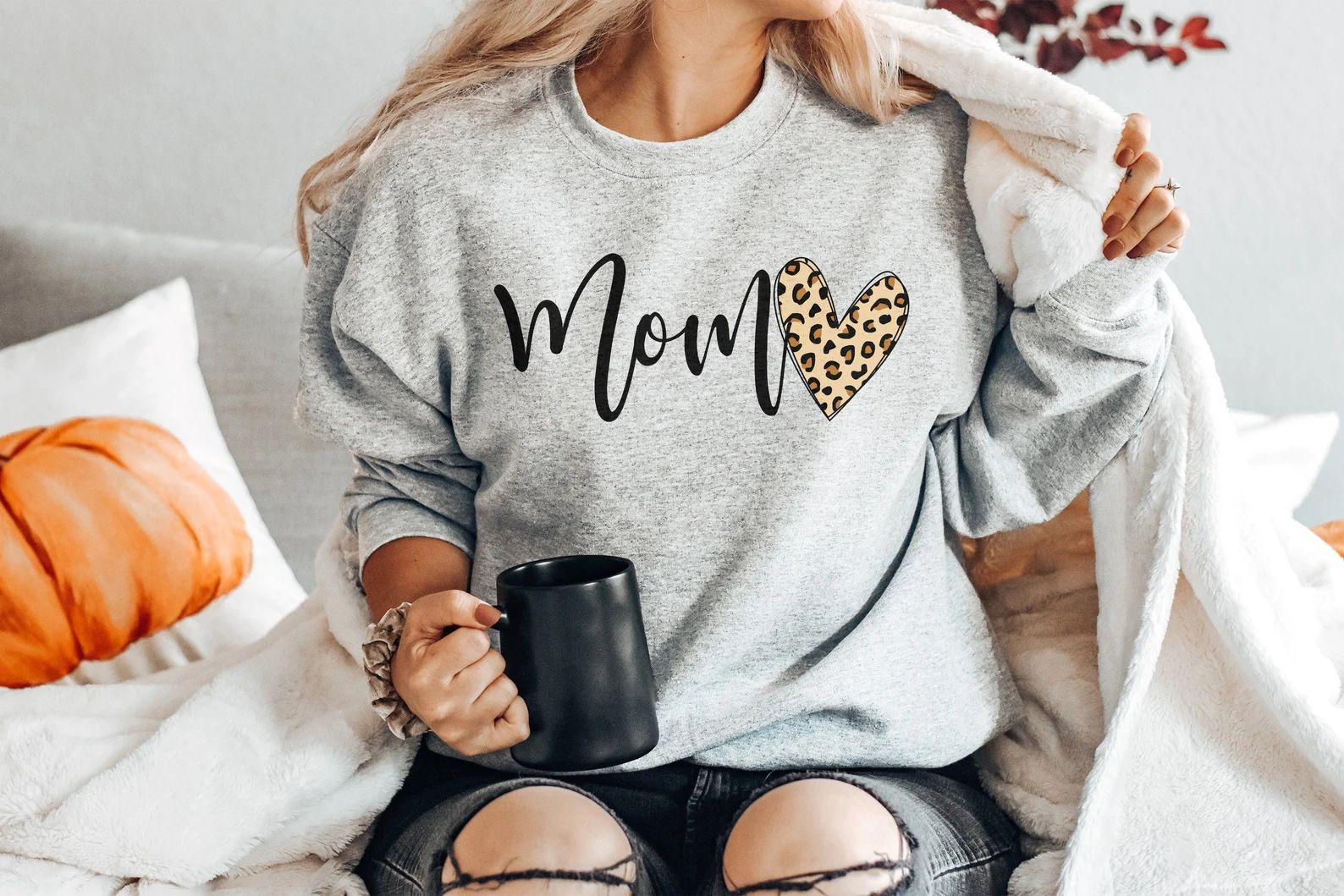 Mom Leopard Sweatshirt  Leopard Heart  Mama Mommy  Leopard - Etsy | Etsy (US)