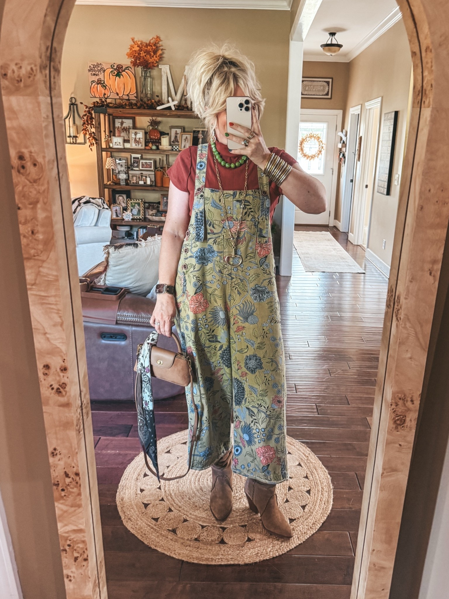 My Sunday fit ✨ 
I size down in these overalls. I’m in a small. @Three Bird Nest 
My mock neck tee is a medium @Target 
✨Save with code MANDIE @kcchicdesigns on the horse bit necklace 

Watchband is @sparklbands This color is from last year but linked so many cute ones plus this same print.

#LTKgrwm #LTKootd #LTKOver40