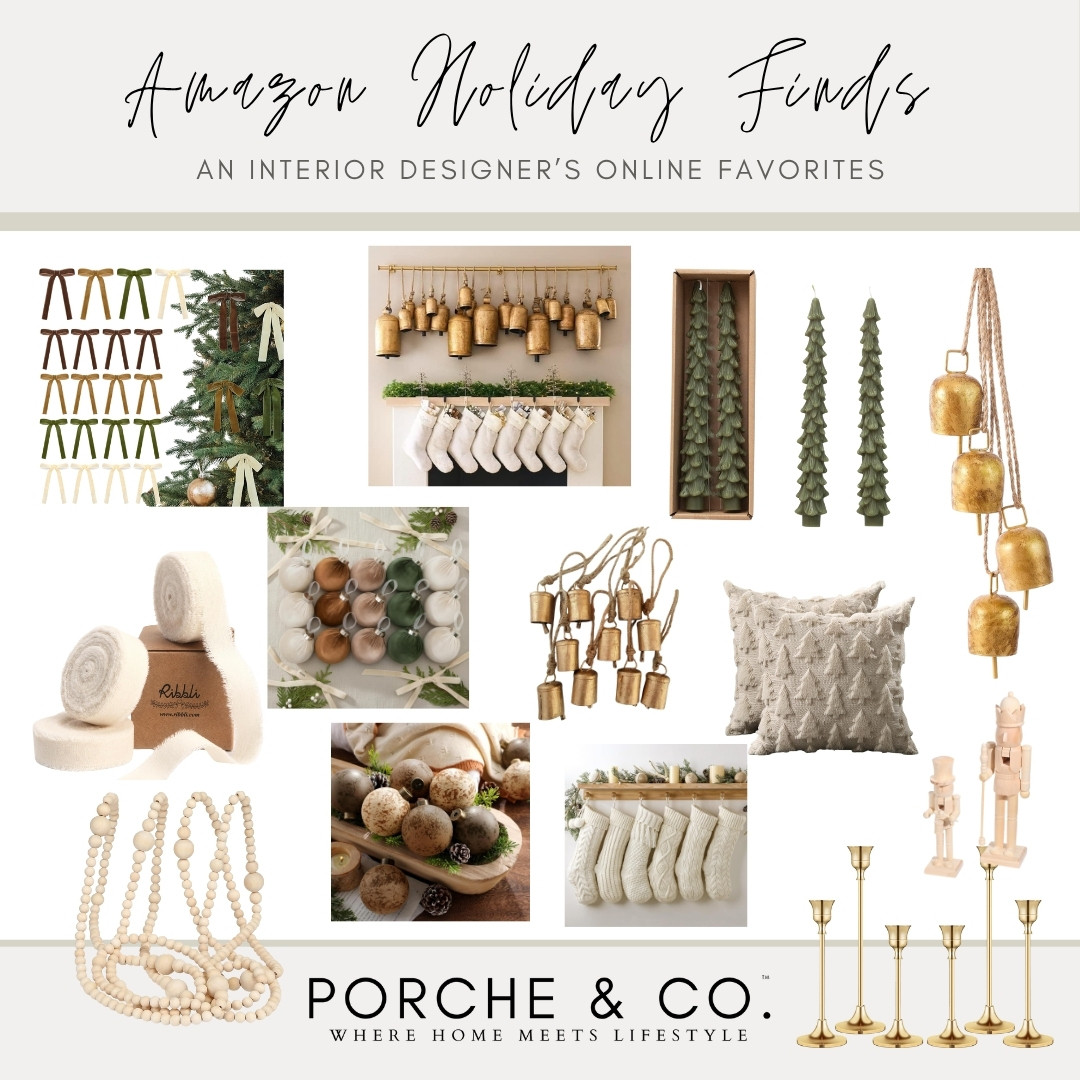 Holiday decor made simple 🎁 We found the prettiest neutral pieces on Amazon — from gold and brass bells to velvet bows and candles that make every corner smell like Christmas. Warm, timeless style that ships straight to your doorstep 🤍 

 #LTKHome