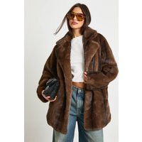 boohoo Women's Vintage Look Collared Fur Jacket in Brown | Size: 10 | Boohoo.com (UK & IE)