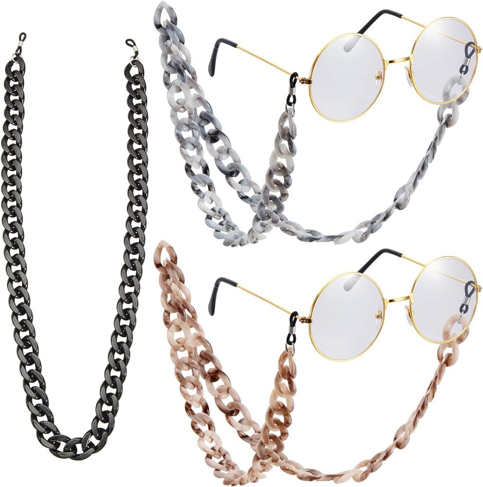 3 Pieces Acrylic Eyeglass Chain Sunglasses Chains Twist Link Eyewear Lanyards | Amazon (US)